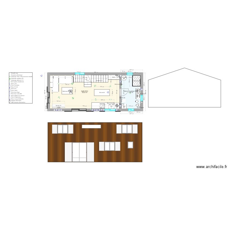 PLAN MAISON COMLPLET orientation 3. Plan de 4 pièces et 59 m2