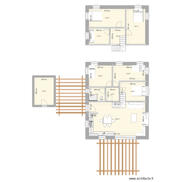 Ferme . Plan de 11 pièces et 125 m2