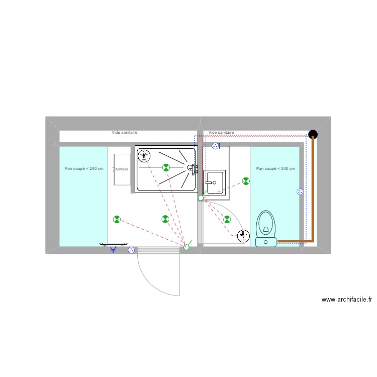 Salle de bain ETAGE - Montfort. Plan de 4 pièces et 10 m2