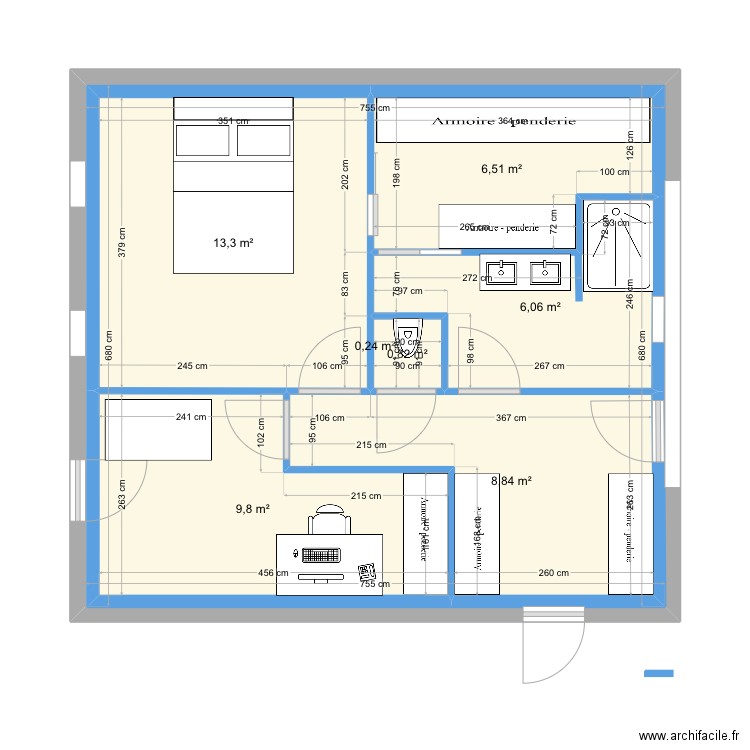 Garage. Plan de 7 pièces et 97 m2