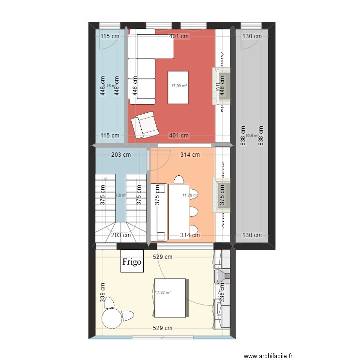 cange. Plan de 6 pièces et 71 m2