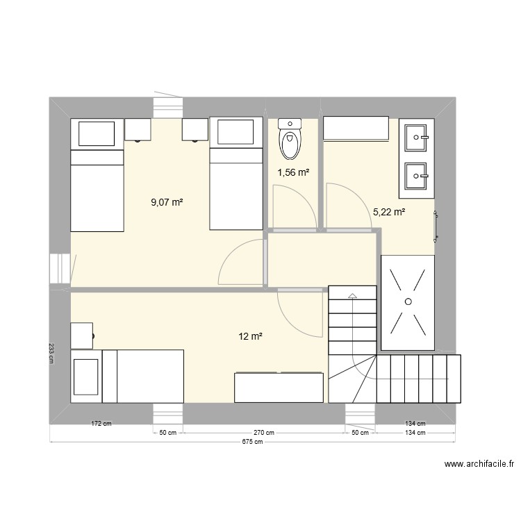 Etage Annexe KS 2025 02 15. Plan de 4 pièces et 28 m2