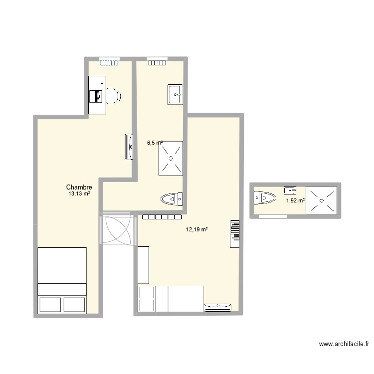 ETAGE BRUNEL. Plan de 4 pièces et 34 m2