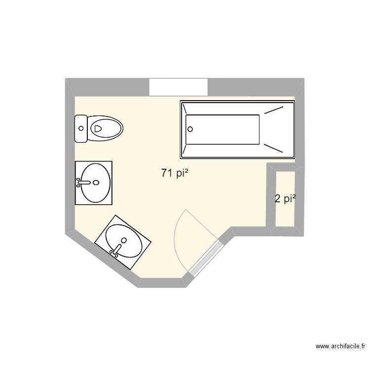 salle de bain. Plan de 2 pièces et 7 m2