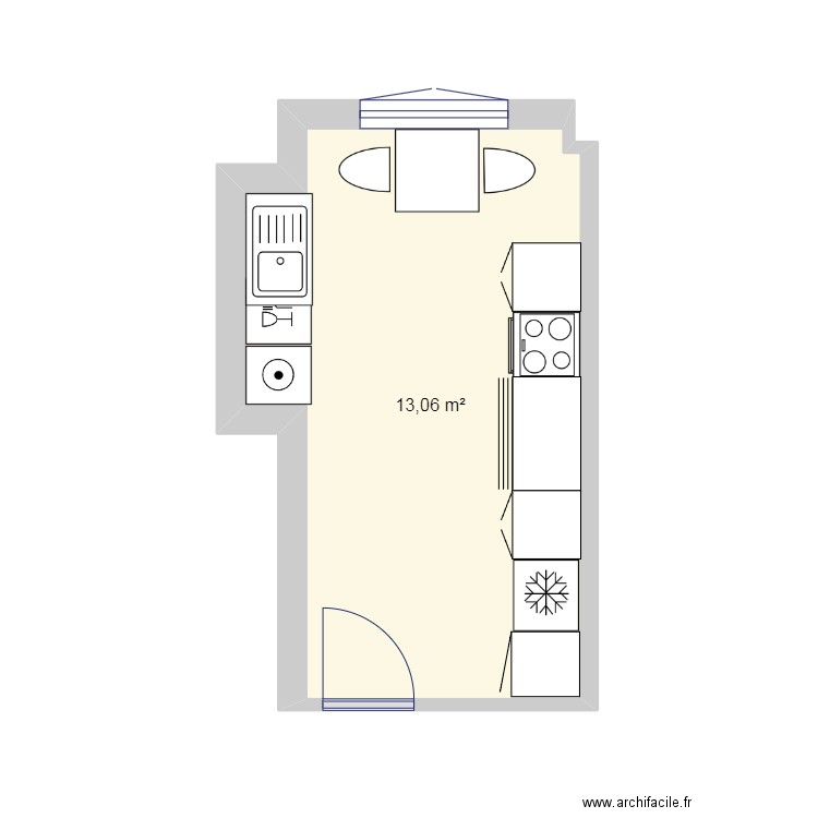 CAVENDISH CUISINE. Plan de 1 pièce et 13 m2