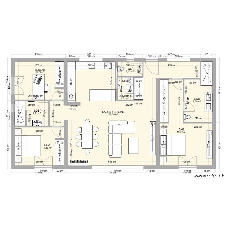 CASA DOLCE VITA. Plan de 8 pièces et 116 m2