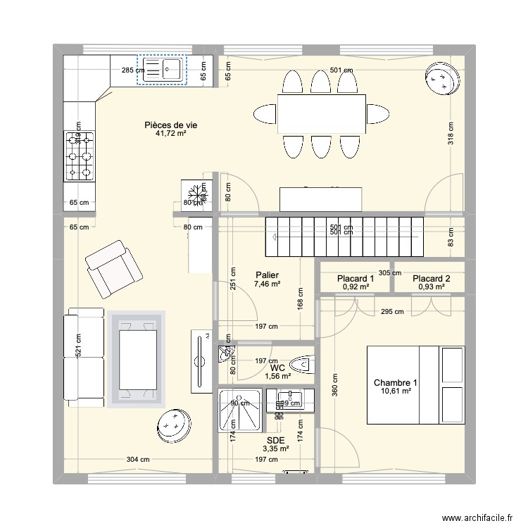 Motte Brulon 2ème maison V2. Plan de 7 pièces et 67 m2