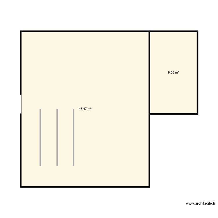 essai. Plan de 2 pièces et 56 m2