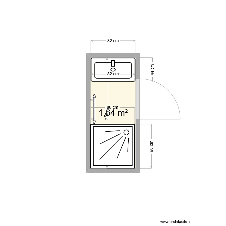 Geuffroy 2. Plan de 1 pièce et 2 m2