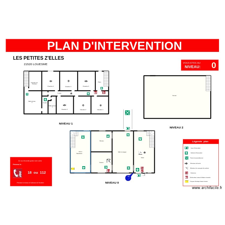 Plan d'intervention LOUESME. Plan de 6 pièces et 179 m2