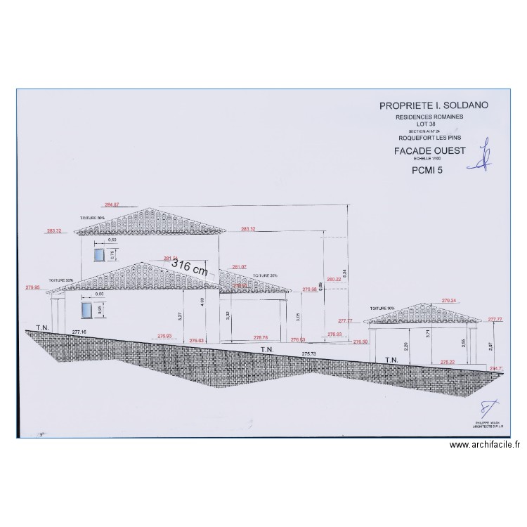 SOLDANO FACADE OUEST. Plan de 0 pièce et 0 m2