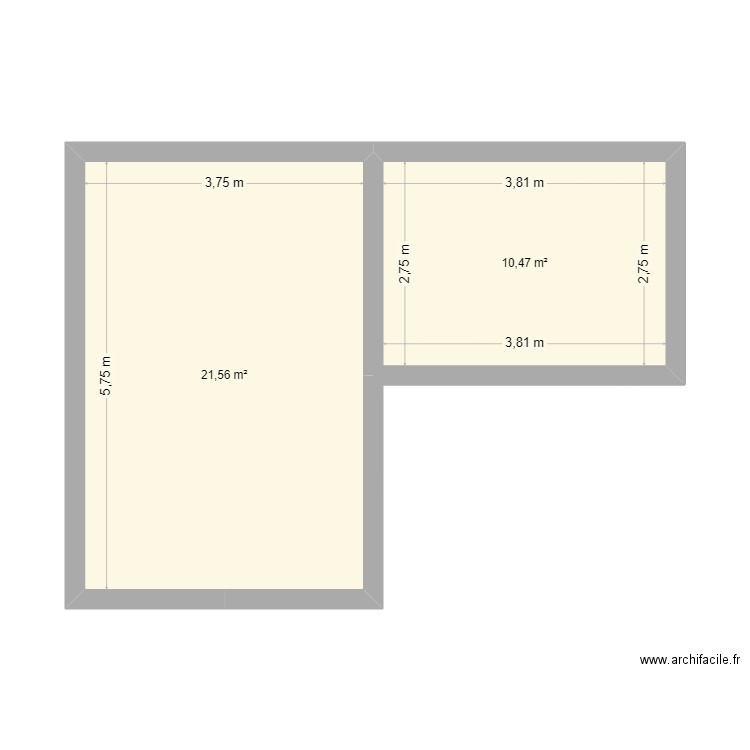 petit b. Plan de 2 pièces et 32 m2