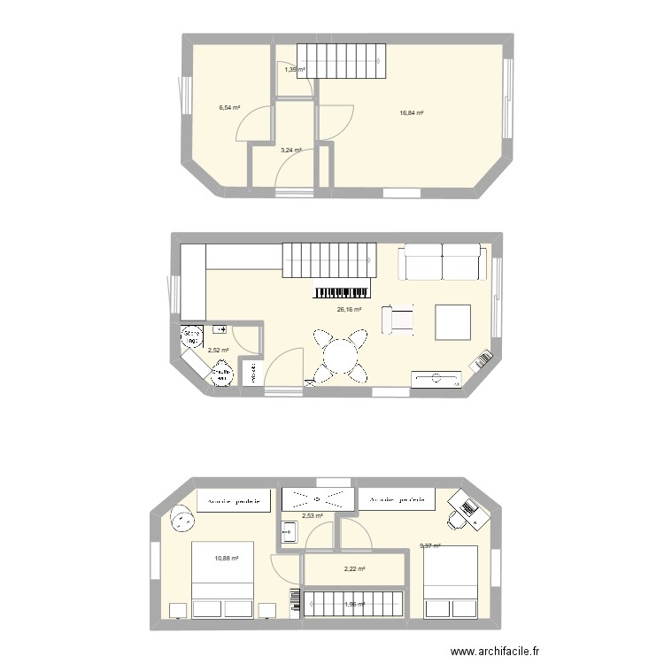 Projet maison. Plan de 11 pièces et 84 m2