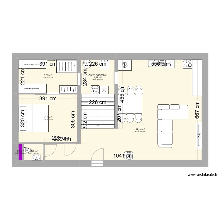 V2 GRANGE. Plan de 6 pièces et 78 m2