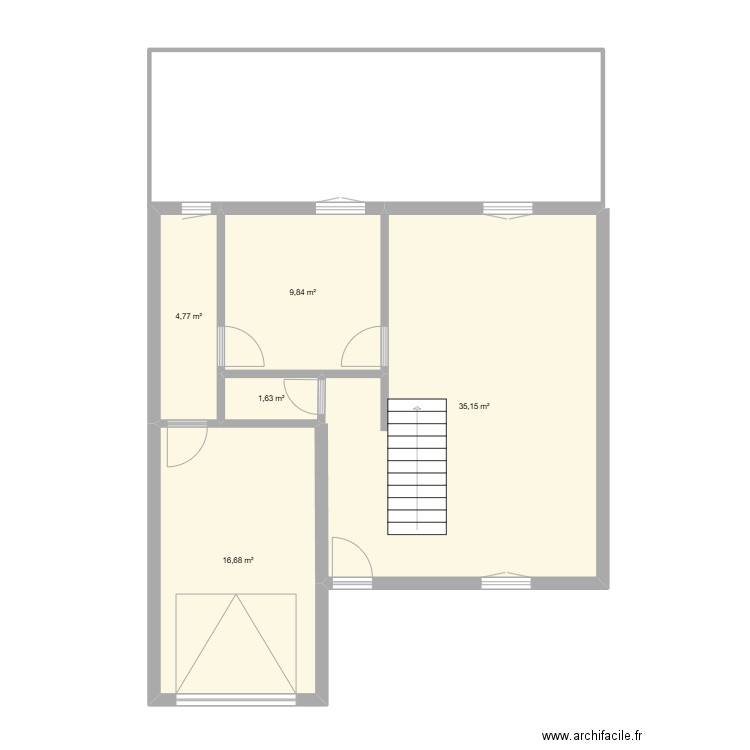 rdc. Plan de 5 pièces et 68 m2