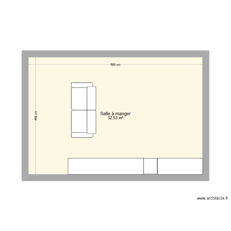 Séjour. Plan de 1 pièce et 33 m2