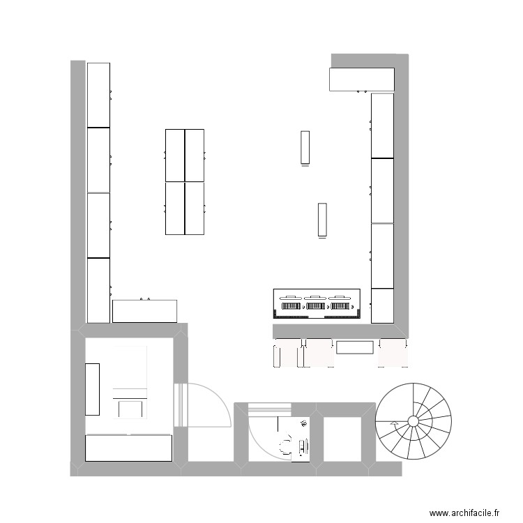 institut . Plan de 3 pièces et 5 m2