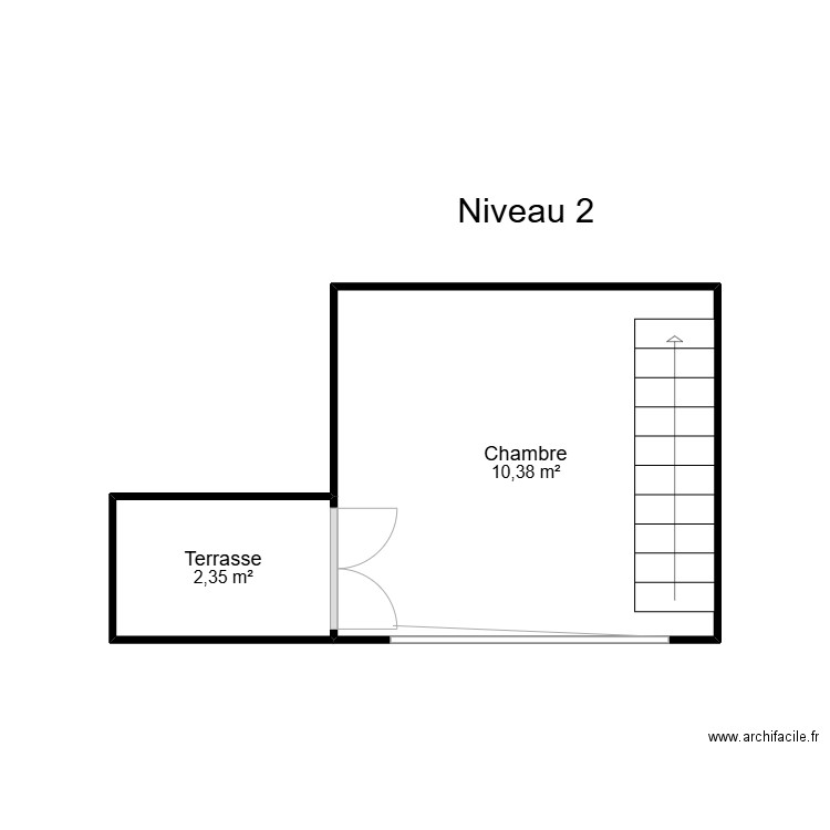 Appartement 3 Nîmes - Niveau 2. Plan de 2 pièces et 13 m2