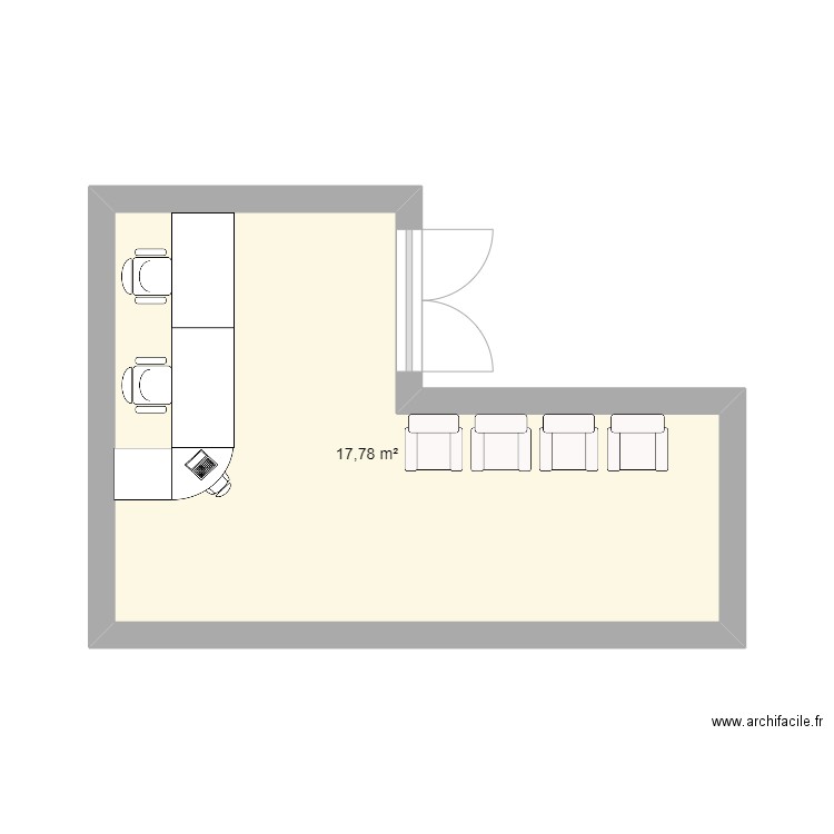 plan 1. Plan de 1 pièce et 18 m2