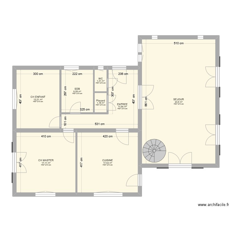 VILLA LEFETZ. Plan de 8 pièces et 111 m2