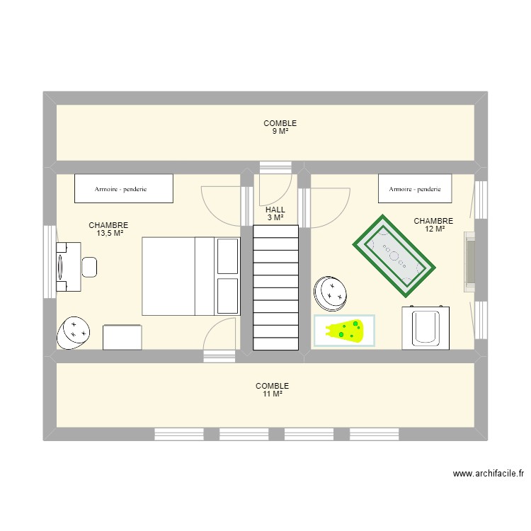 1er ETAGE ASSESSE. Plan de 5 pièces et 49 m2