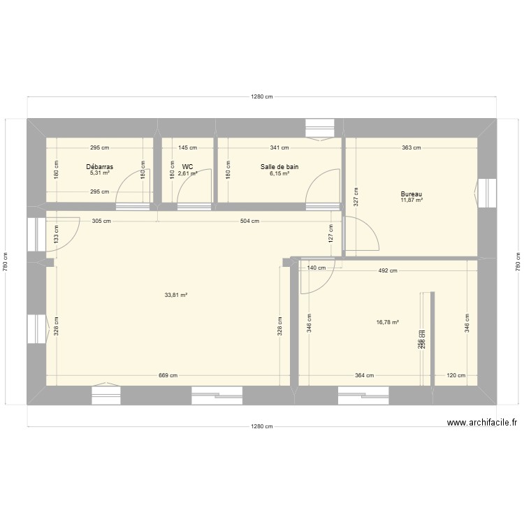 Projet Armelle Larroque 1. Plan de 6 pièces et 77 m2