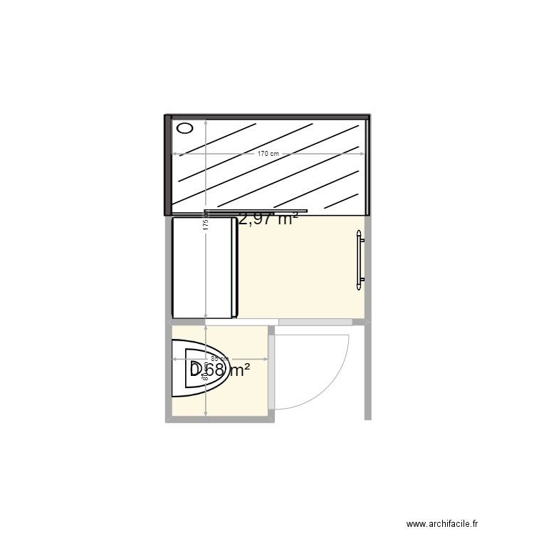 salle de bain. Plan de 2 pièces et 4 m2