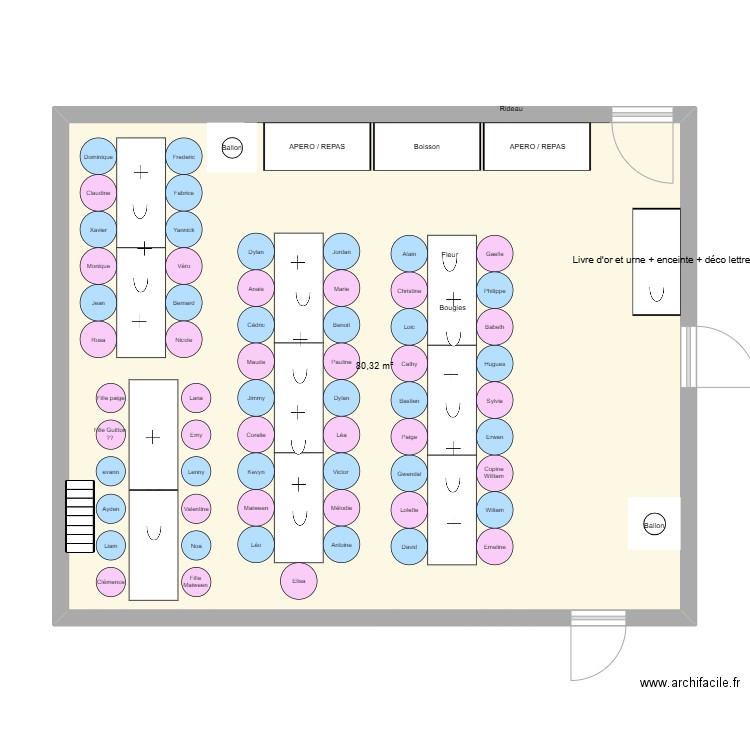 SALLE THOURIE BAPTEME. Plan de 1 pièce et 80 m2