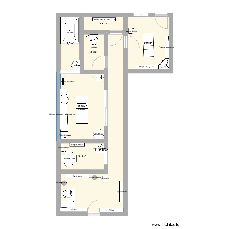 2.2. Plan de 7 pièces et 58 m2