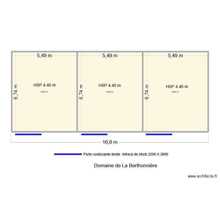 Domaine de La Berthonnière. Plan de 3 pièces et 111 m2