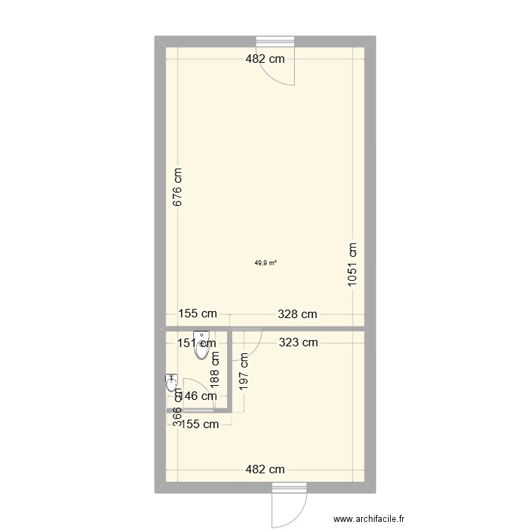 superstore. Plan de 1 pièce et 50 m2