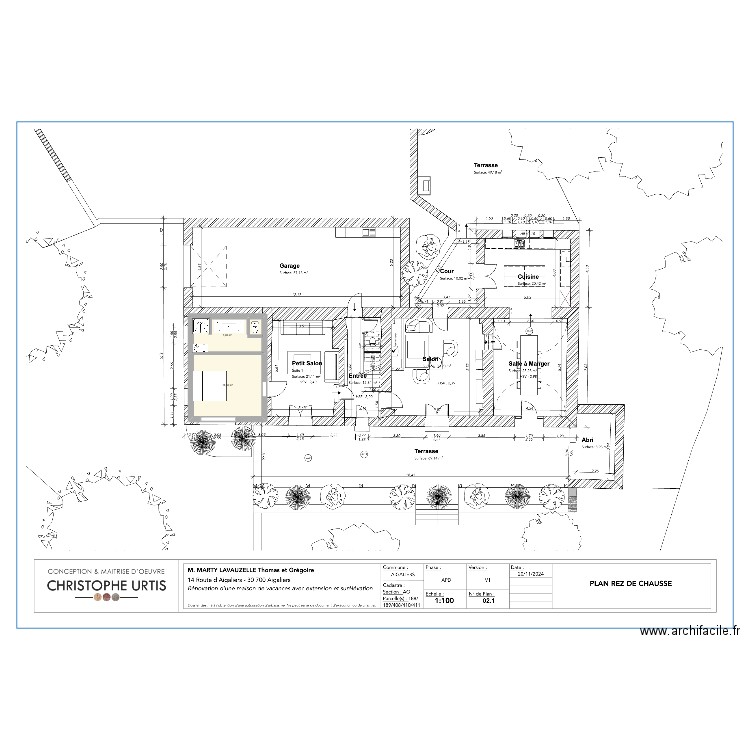 Suite 1. Plan de 2 pièces et 23 m2