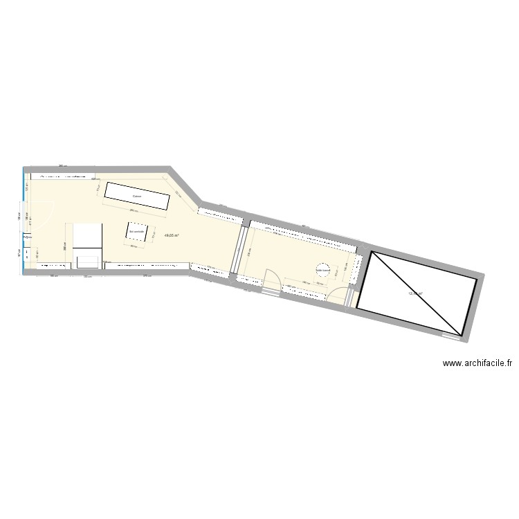 Linvosges. Plan de 2 pièces et 61 m2