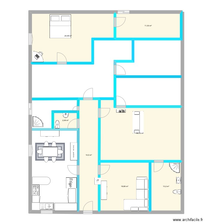 CIN. Plan de 7 pièces et 111 m2