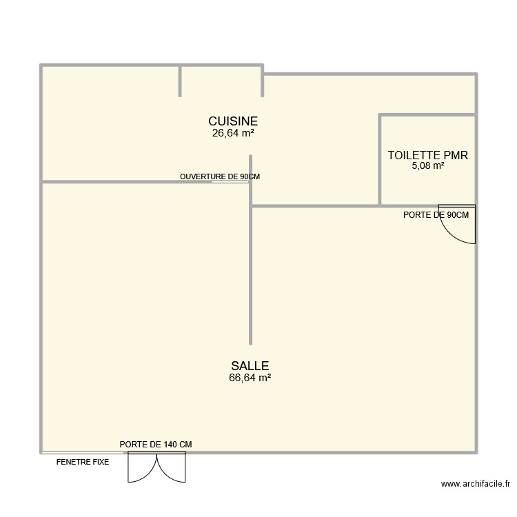 PLAN AVANT TRAVAUX SEVEN FOOD. Plan de 3 pièces et 98 m2