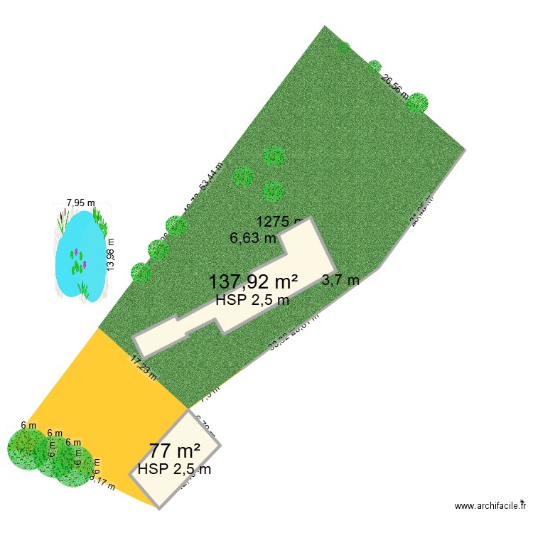 CARRIE BRICHET. Plan de 2 pièces et 215 m2