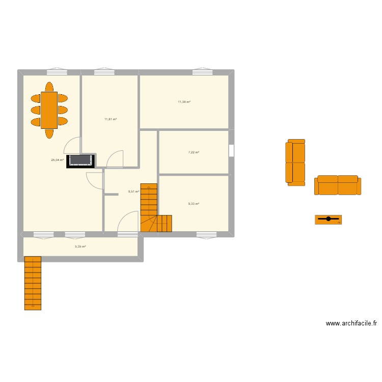 MAISON LISSES. Plan de 7 pièces et 80 m2