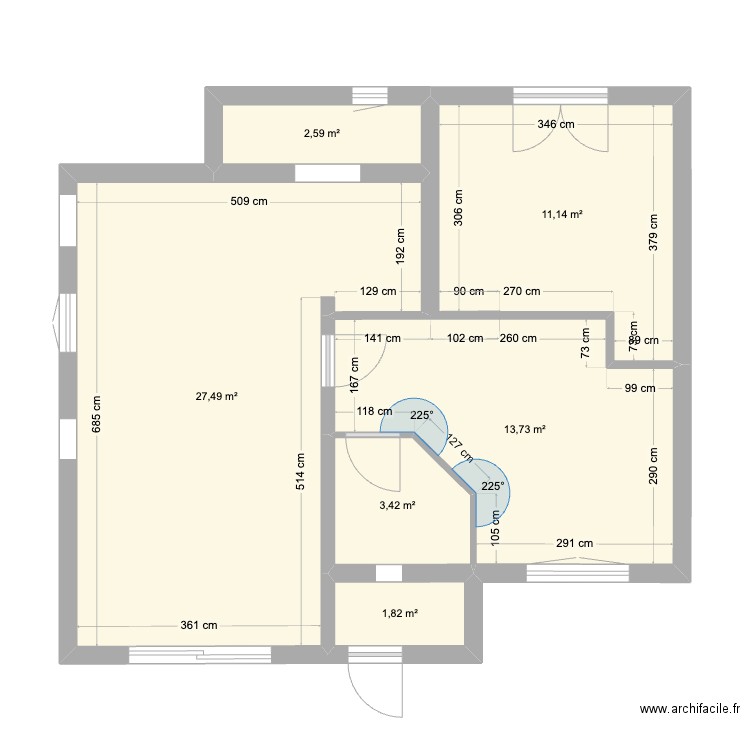 Maison - Rez de chaussé 2. Plan de 6 pièces et 60 m2