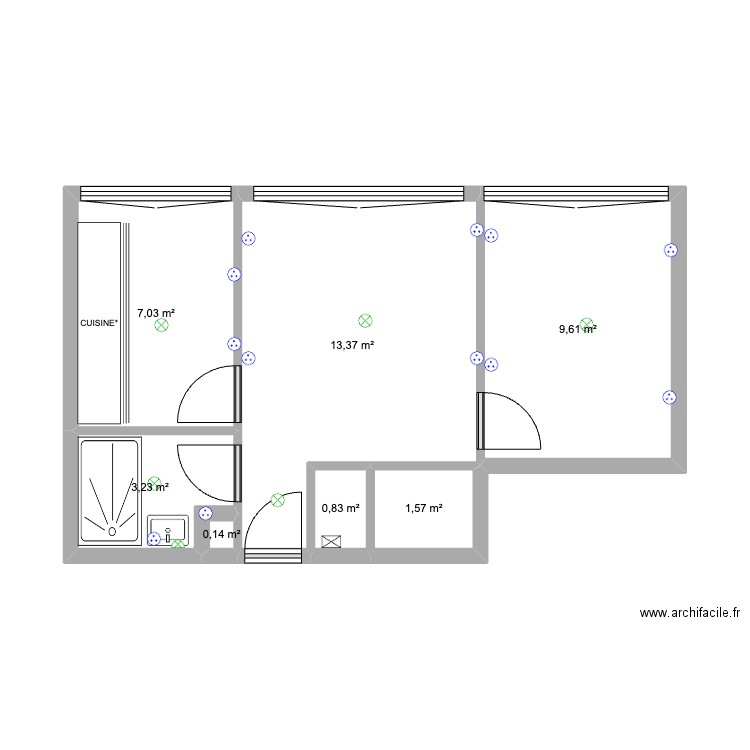 VILLEURBANNE. Plan de 7 pièces et 36 m2