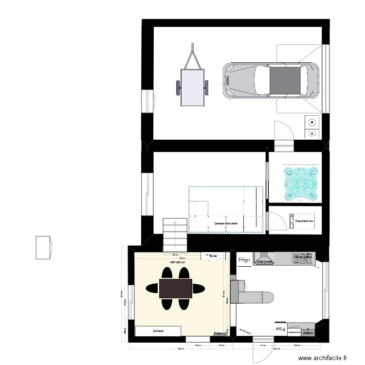 Salle à manger & cuisine. Plan de 1 pièce et 16 m2