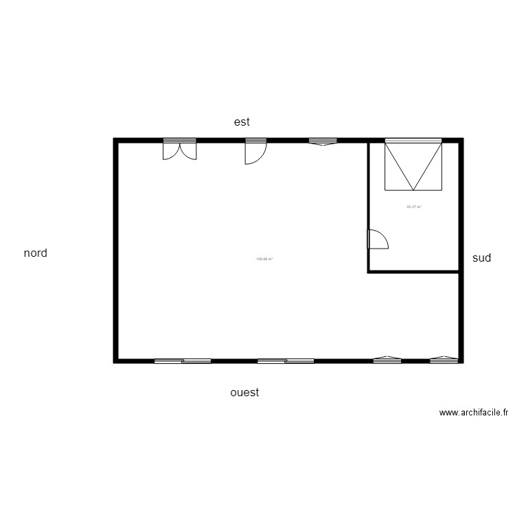 conférence. Plan de 2 pièces et 130 m2