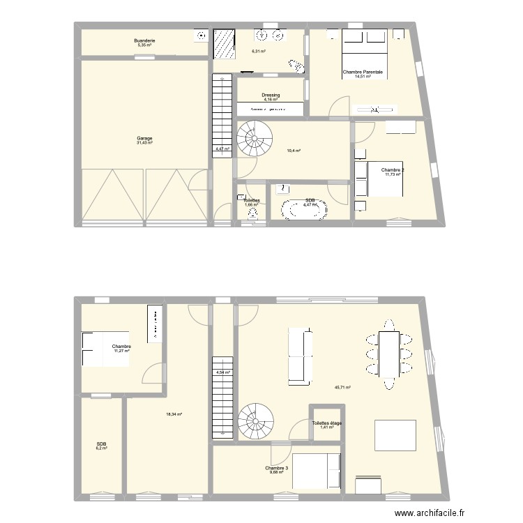 Pyrenees. Plan de 17 pièces et 192 m2