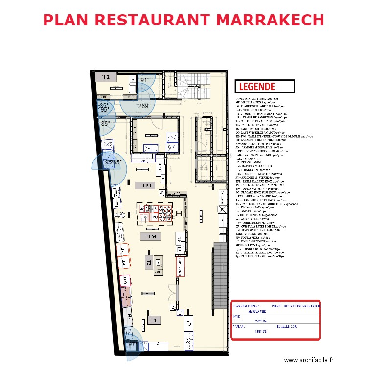 PLAN RESTAURANT MARRAKECH 4. Plan de 6 pièces et 176 m2