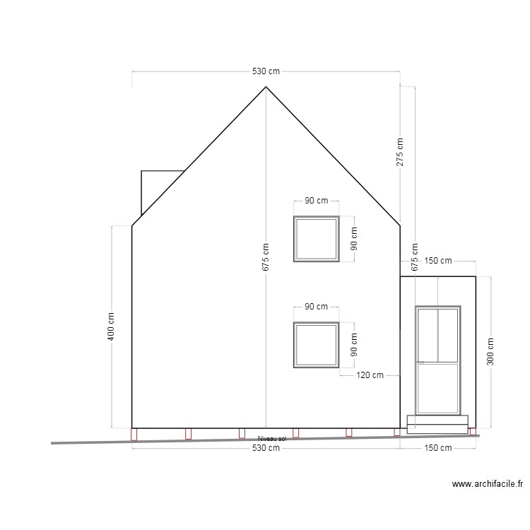 Vue coupe façade gauche version 2 marches 14.01.25. Plan de 0 pièce et 0 m2