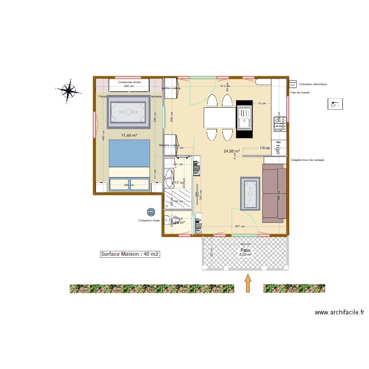 12430.1. Plan de 5 pièces et 44 m2