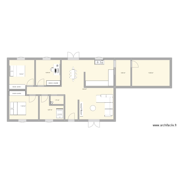 plan B. Plan de 8 pièces et 110 m2