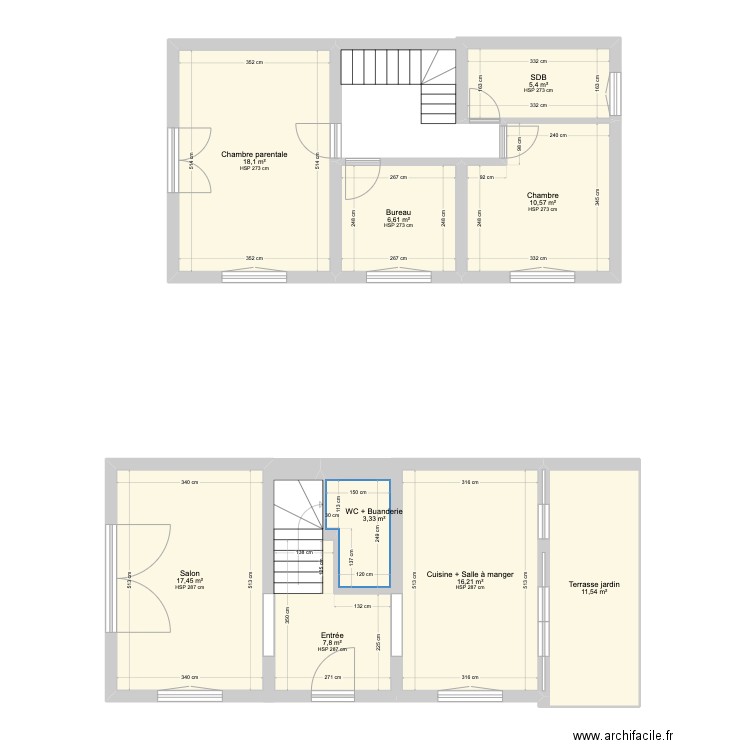 Appart duplex le cannet v2. Plan de 9 pièces et 97 m2