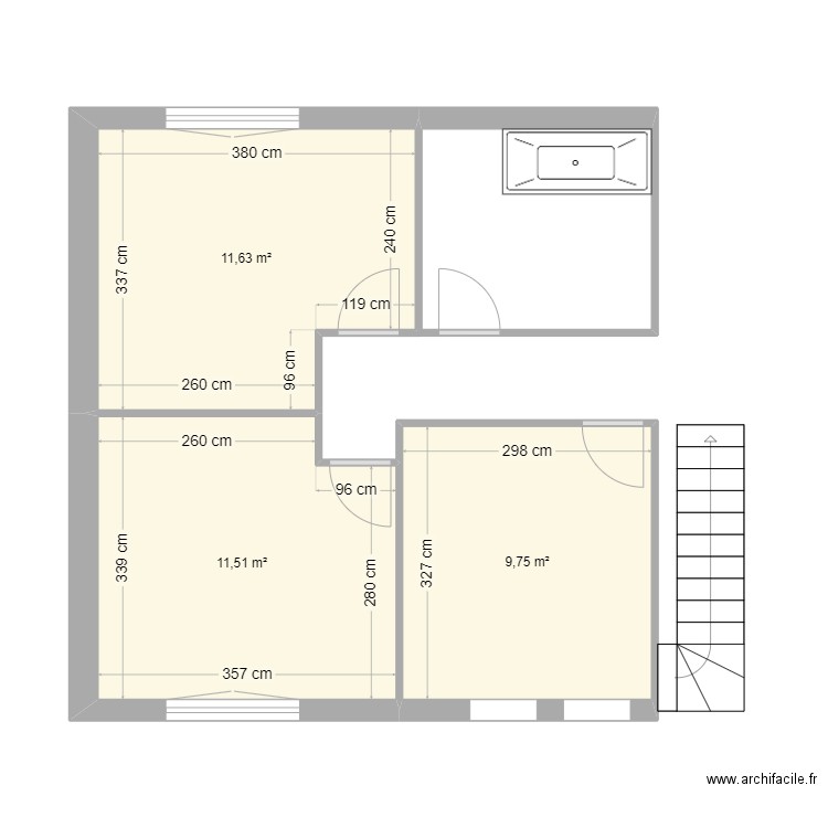 jules ferry 1. Plan de 3 pièces et 33 m2