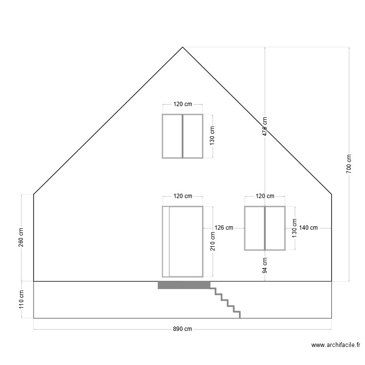 Façade est. Plan de 0 pièce et 0 m2