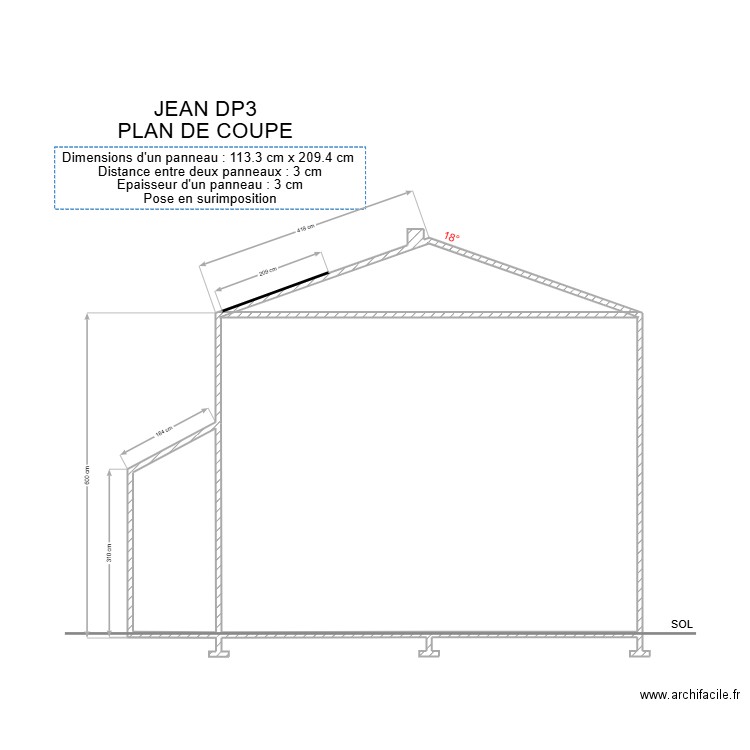 JEAN  DP3. Plan de 3 pièces et 54 m2